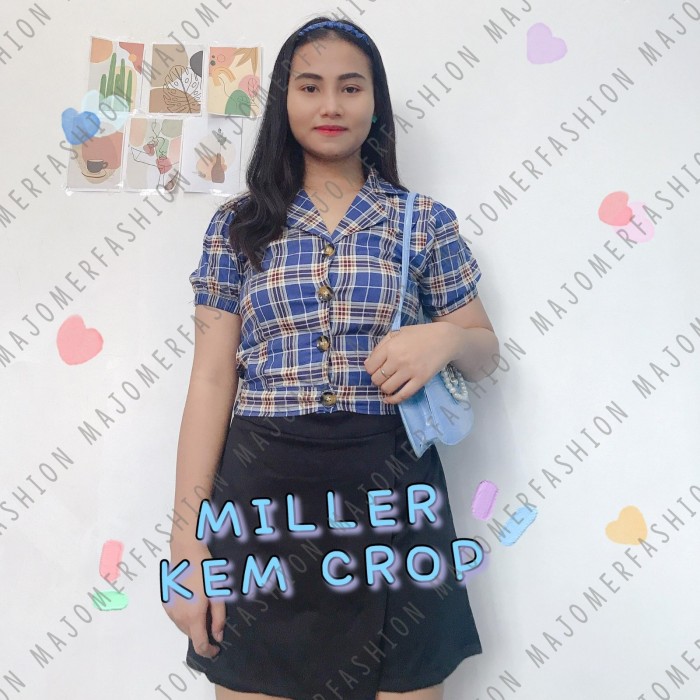 MAJOMER ® | MILLER KEM CROP TOP KOREA - KEMEJA KOTAK-KOTAK