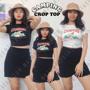 MAJOMER ® | CAMPING KNIT RIB CROP TOP - KAOS WANITA CROP LUCU