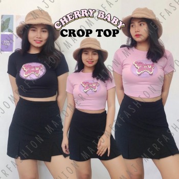 MAJOMER ® | CHERRY BABY KNIT RIB CROP TOP - KAOS CROP WANITA