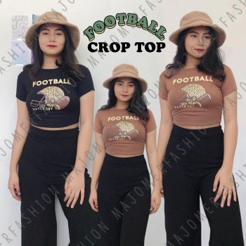 MAJOMER ® | FOOTBALL CROP TOP - KAOS WANITA CROP KNIT RIB