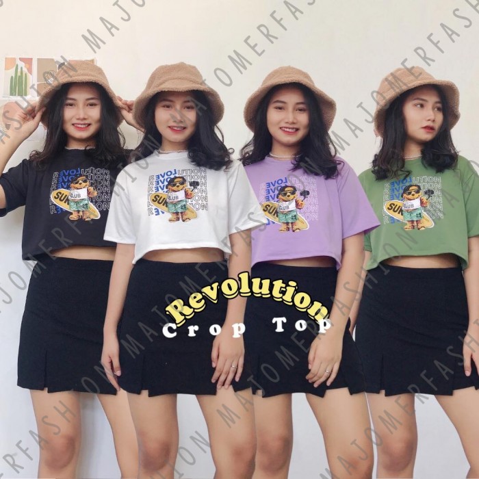 MAJOMER ® | REVOLUTION OVERSIZED CROP TOP - KAOS OVERSIZE WANITA